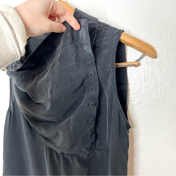 BCBGMaxazria Womens Dark Grey High Low Hem Sleeveless Silk Tunic Top XS - Picture 3 of 7